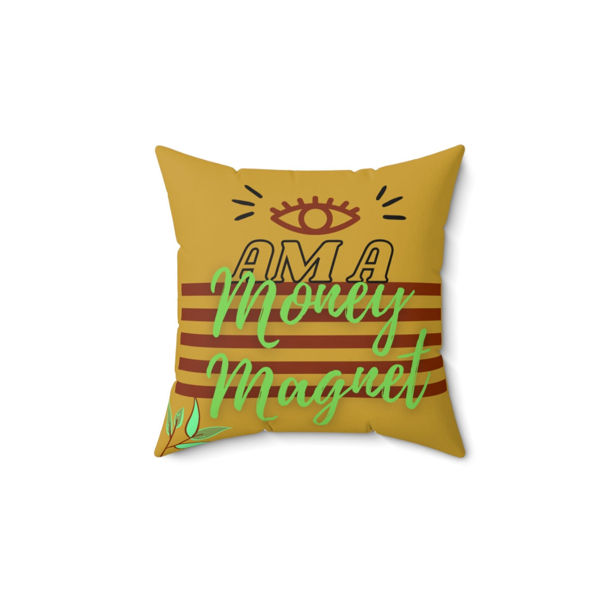 Burgundy Affirmative “Money” Square Pillow