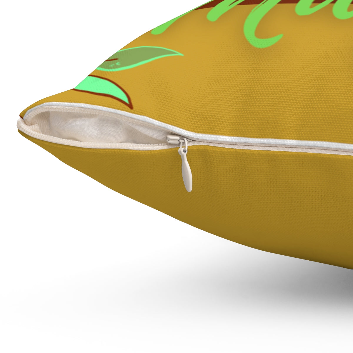 Burgundy Affirmative “Money” Square Pillow